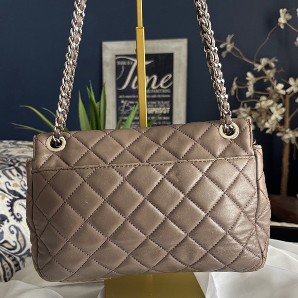 Michael Kors Quilted Chain-Strap Shoulder Bag in Taupe Brown - Picture 11 of 17
